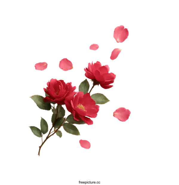 [Transparent Background PNG]Romantic Red Rose Petals in Elegant Arrangement