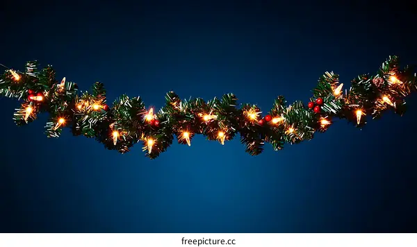 Christmas Garland with Warm Lights and Decorations
