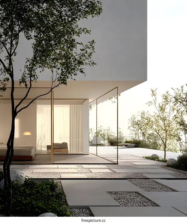 Minimalist Modern House Design with Glass Walls and Patio