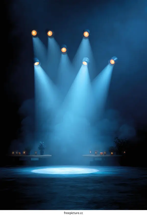 Dramatic Stage Lighting Design with Spotlight Beams