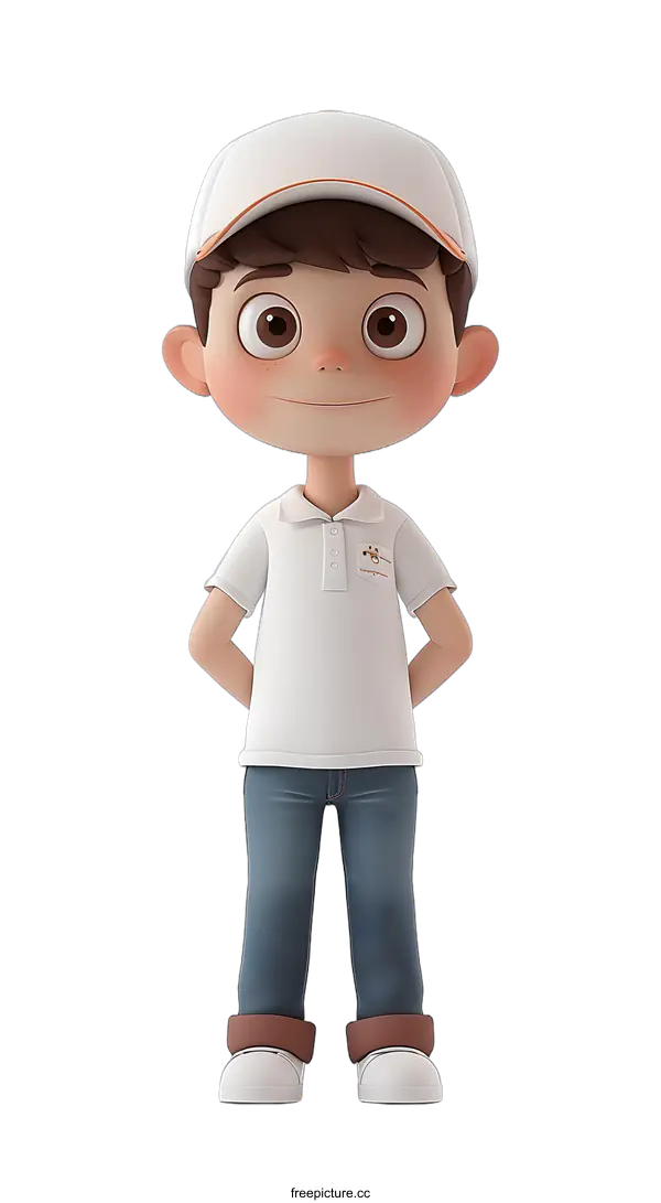 [Transparent Background PNG]3D rendering of a young boy