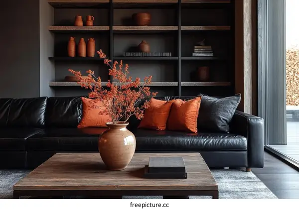 Modern Rustic Living Room with Warm Accents