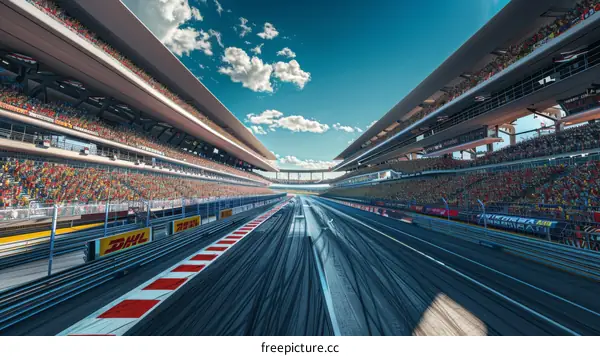 Formula One Race: Packed Grandstands and Thrilling Speed
