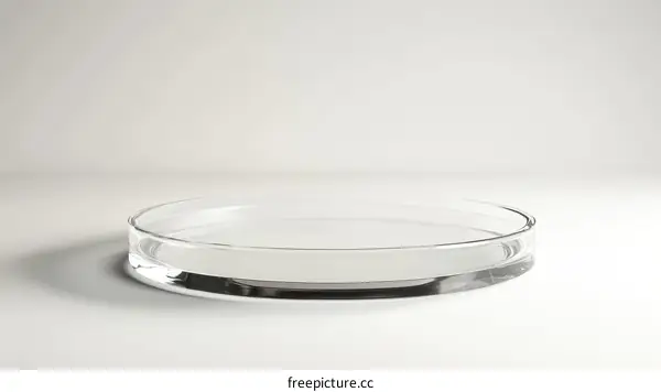 Empty Glass Petri Dish on White Background