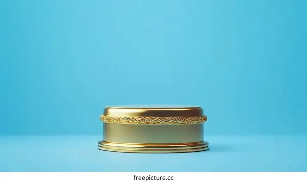 Gold Podium Against a Sky Blue Background