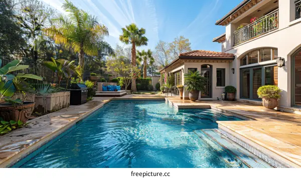 An amazing house with a pool and a beautiful garden