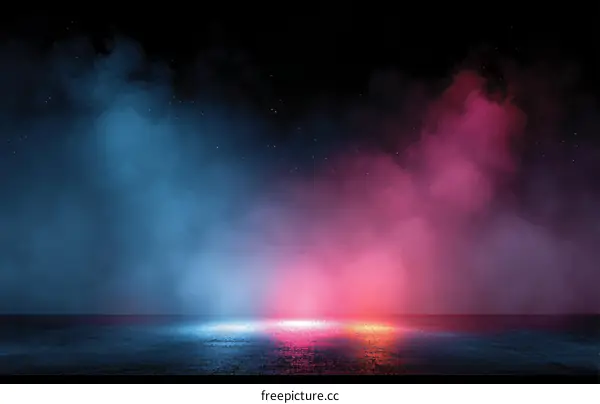 Neon Night Foggy Stage Background