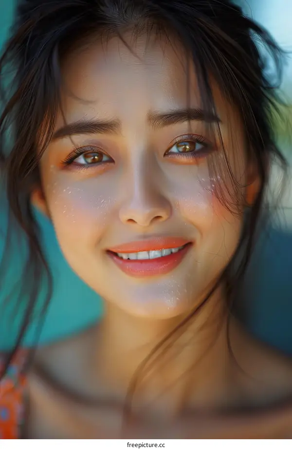 portrait of a smiling young asian woman