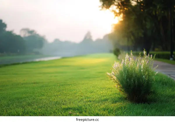 Morning Sunshine on the Lush Green Grass