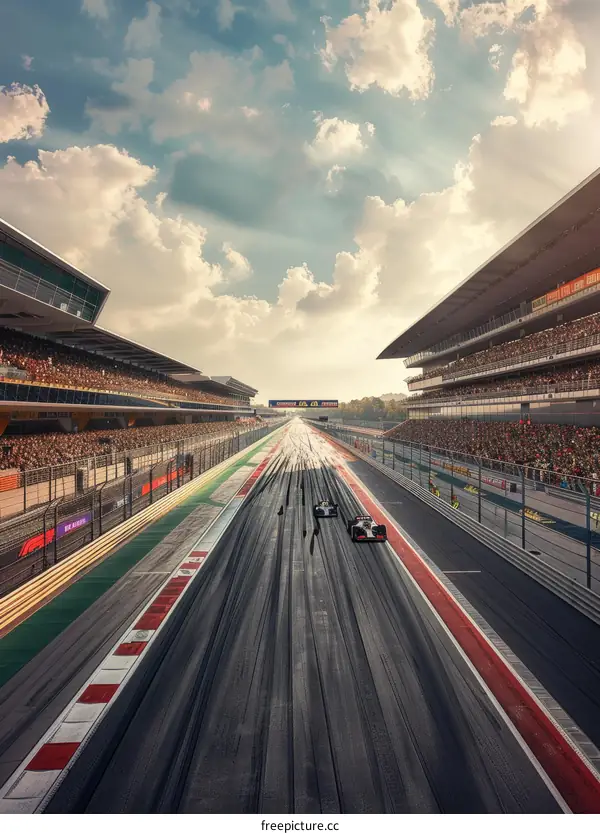 Formula One cars racing on a track