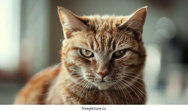 ginger cat looking at the camera with an annoyed expression on its face