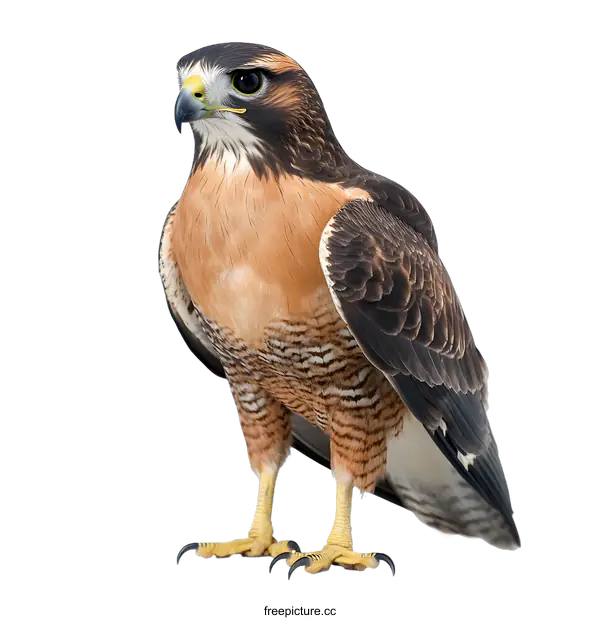 [Transparent Background PNG]Close up of a Ferruginous Hawk on a White Background