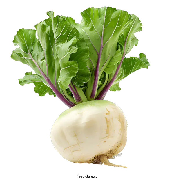 [Transparent Background PNG]Fresh White Turnip with Leaves