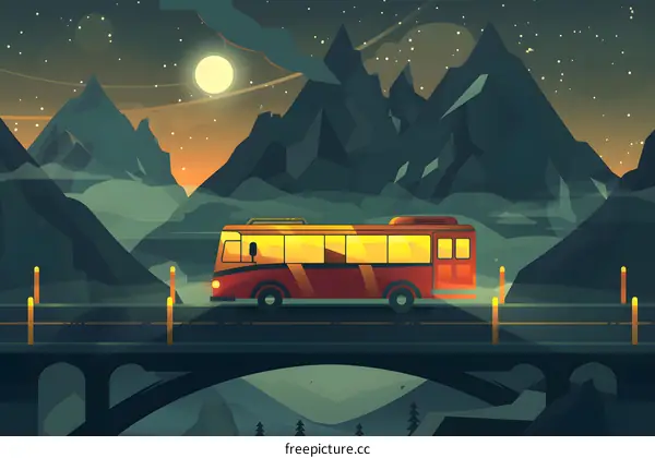 Night Bus Journey Through Mountains