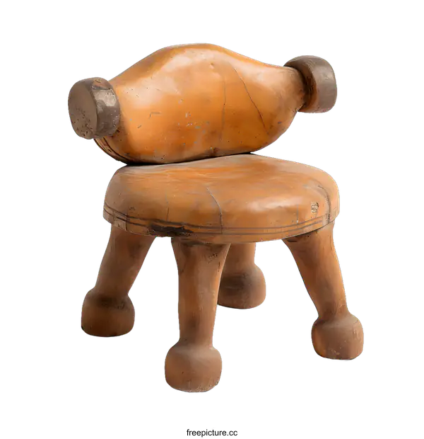 [Transparent Background PNG]Wooden Hand Carved Chair With Unique Design