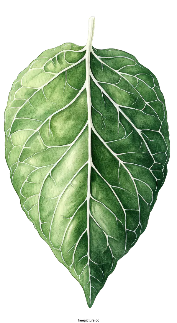 [Transparent Background PNG]Detailed Watercolor Illustration of a Leaf