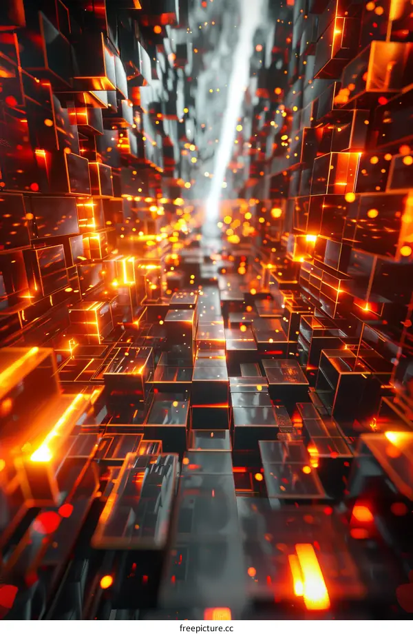 Futuristic Sci-Fi Tunnel with Glowing Orange Lights