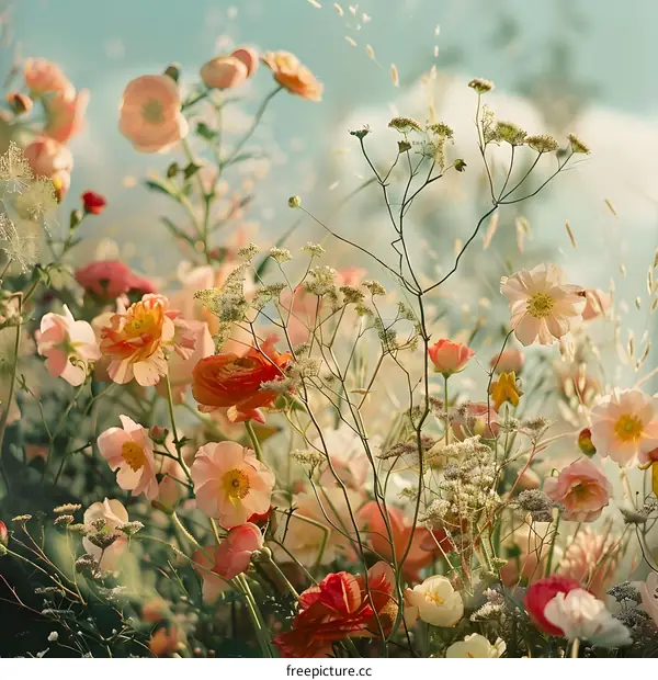 Beautiful Blooming Flowers In Field