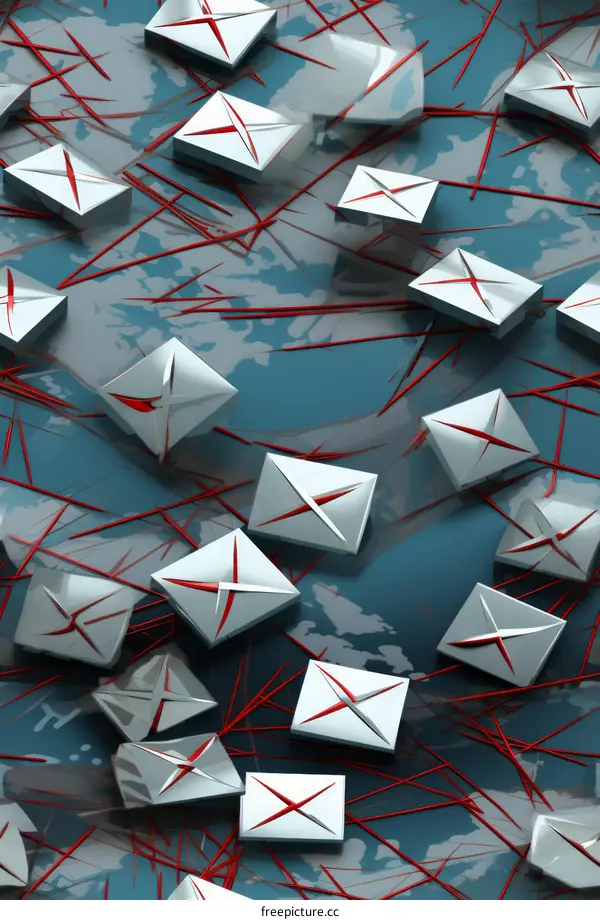 A depiction of a global network of email communication.