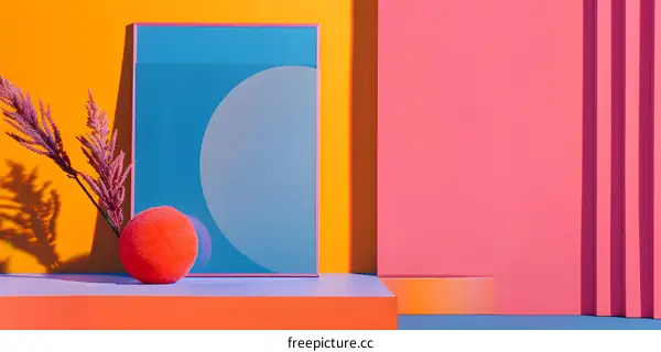 Abstract Geometric Shapes with Flower Arrangement