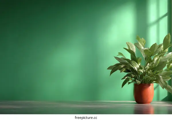 Green Wall Plant Pot Still Life