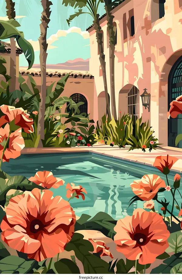 Swimming Pool in the Garden of a Mediterranean Villa