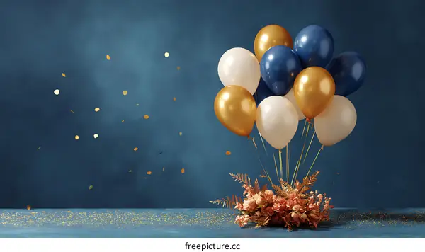 Golden and Navy Balloons Festive Decor