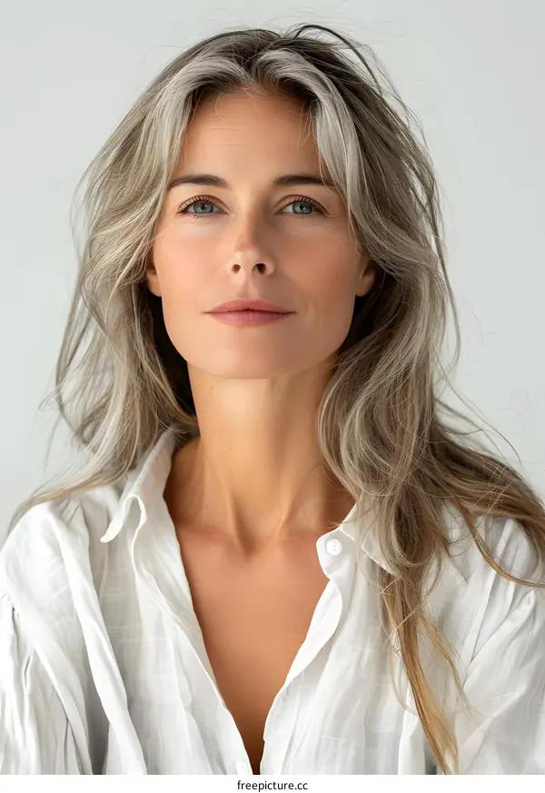 portrait of a beautiful woman with long blond hair