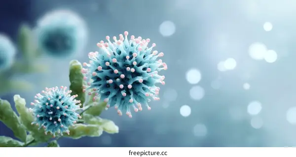3D Illustration of Virus Particles