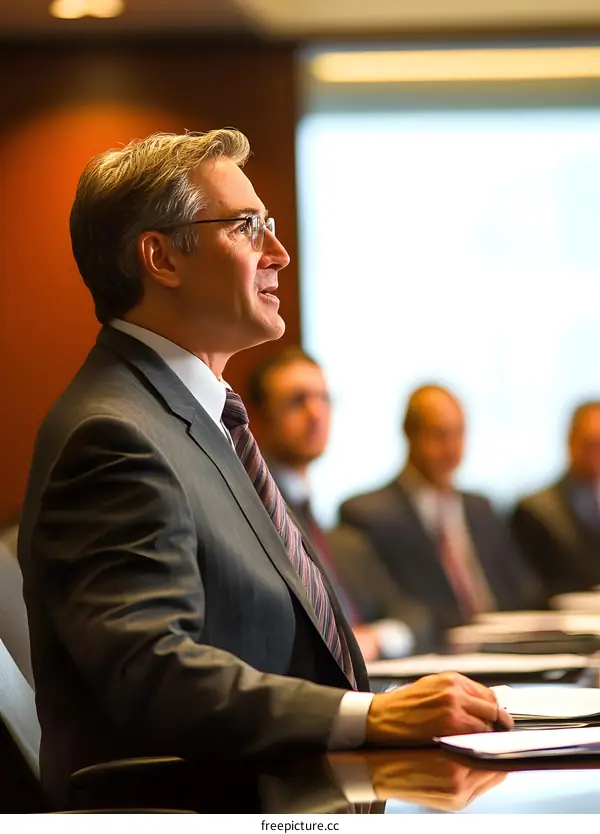 Businessman in a Meeting Room, Looking at the Audience