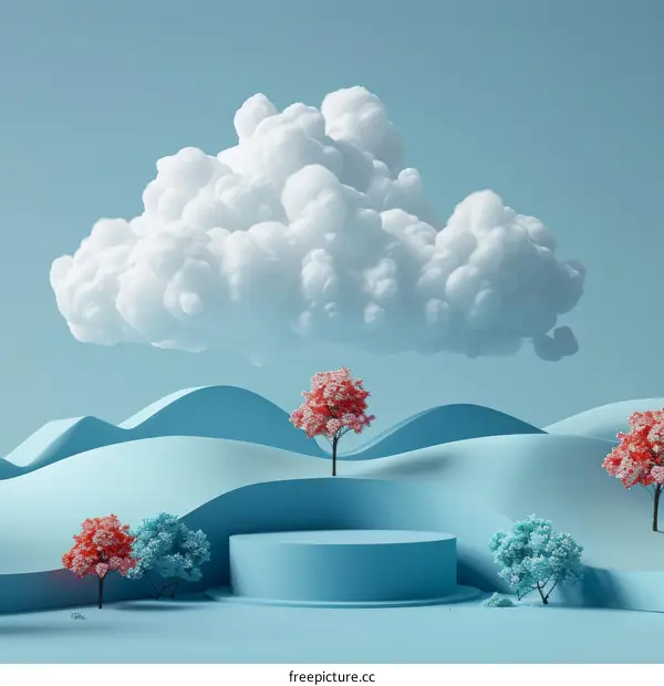 Pastel Cloud Landscape with Trees
