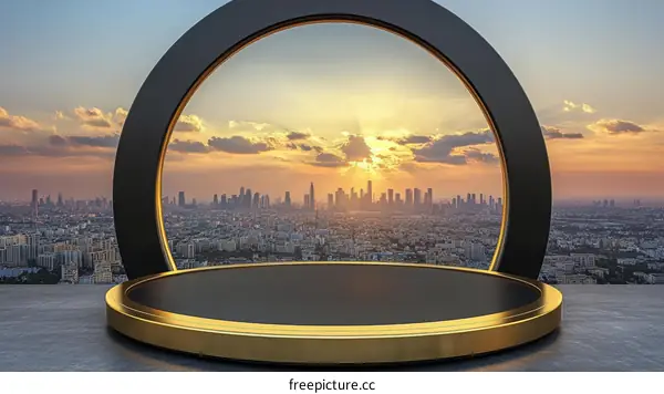 Golden Cityscape Display Platform