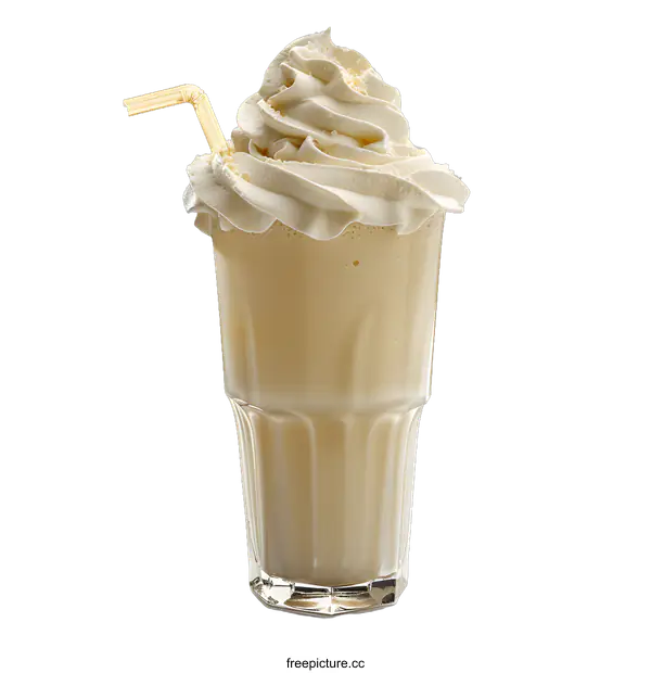 [Transparent Background PNG]Vanilla Milkshake with Whipped Cream