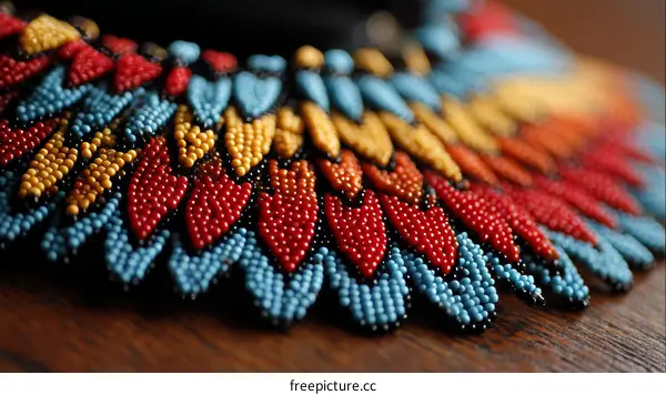 Beautiful Beaded Necklace with Colorful Feathers