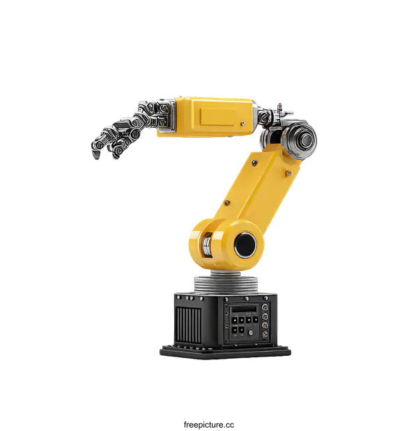 [Transparent Background PNG]Yellow Industrial Robot Arm Illustration