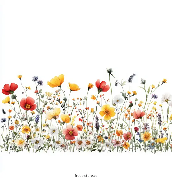 Colorful Wildflower Meadow Illustration