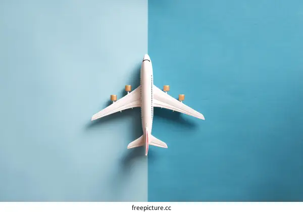 A Toy Airplane on a Two-Color Background