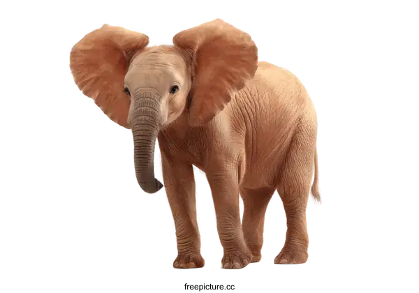 [Transparent Background PNG]Adorable Baby Elephant Portrait Against White Background