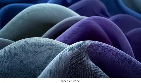 Abstract Landscape of Wavy Shapes in Blue and Purple Hues