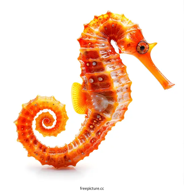orange glass sculpture of a seahorse