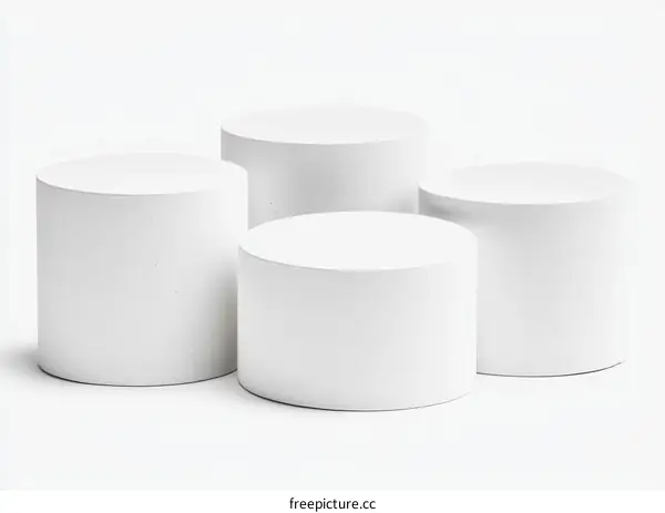 Abstract Minimalist White Cylindrical Display Stands
