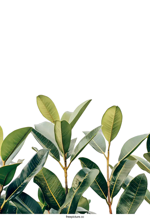 [Transparent Background PNG]Green Leaves on White Background Minimalist Nature Photo