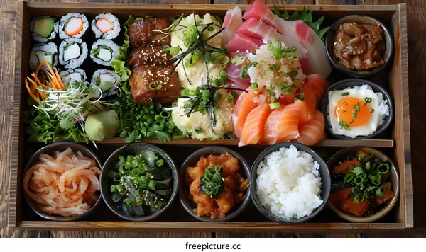 A delicious and healthy Japanese meal with a variety of dishes