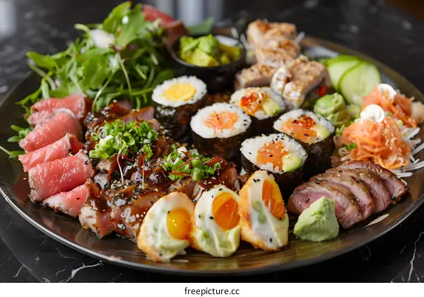 A plate of delicious Japanese food