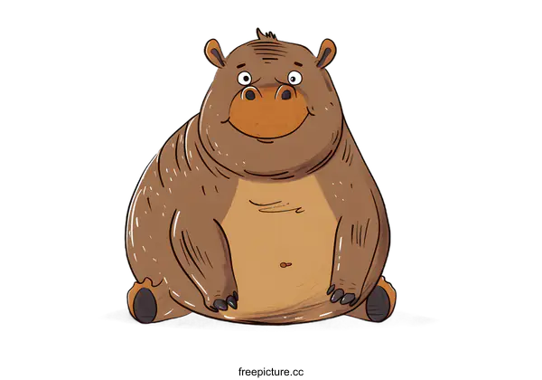 [Transparent Background PNG]Cute Brown Bear Sitting Cartoon Illustration