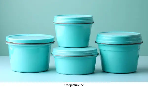 Stackable Teal Plastic Food Containers
