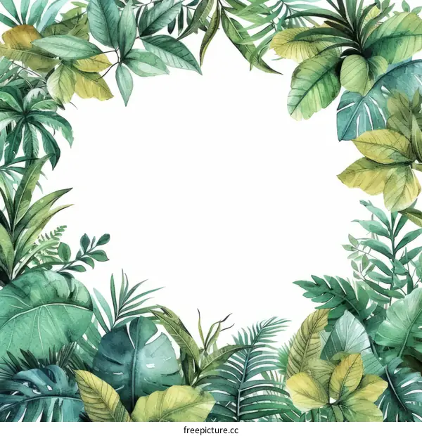 lush green leaves and plants frame