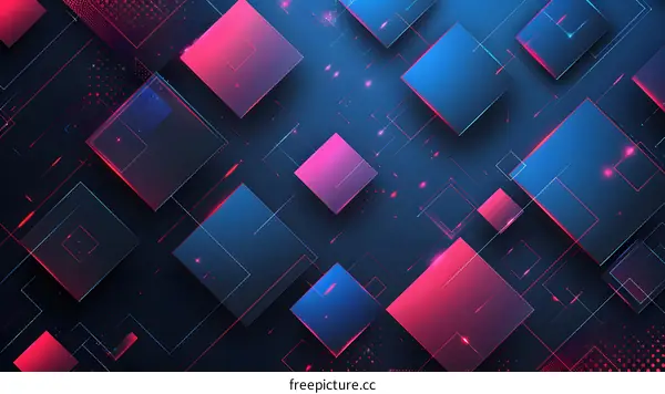Abstract squares background with neon glow