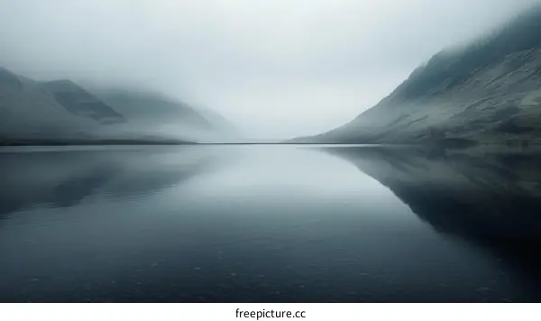 Serene Foggy Mountain Lake