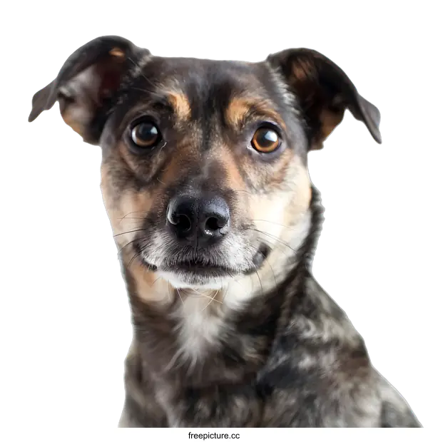 [Transparent Background PNG]Close Up Portrait of a Brown and Black Dog